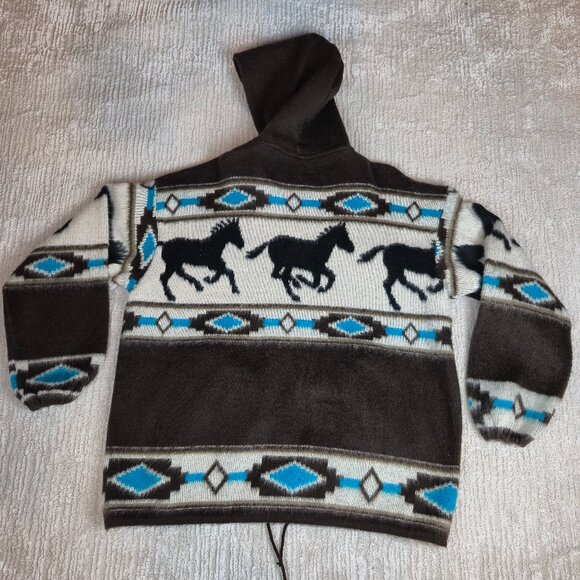 Earth Ragz Southwestern Horse Print Fuzzy Full Zip Hoodie  Size XL - Picture 6 of 14